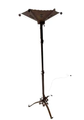 Art Deco Patinated Wrought Iron Floor Lamp, 1930s